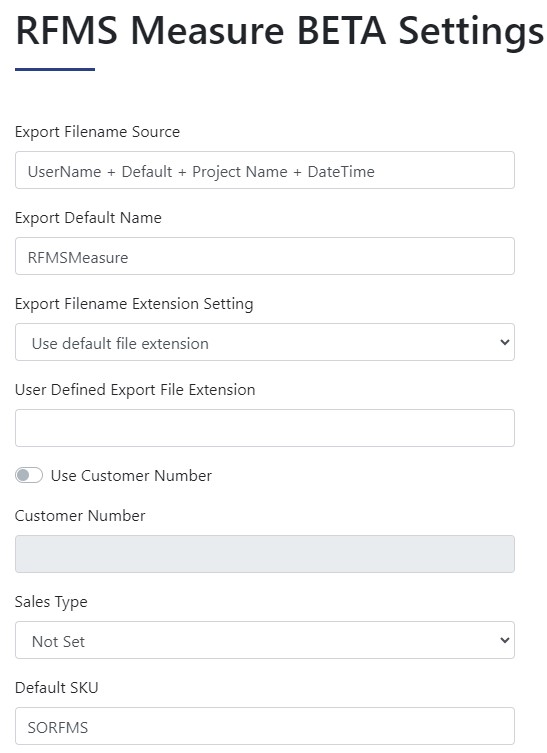 RFMSMeasure Settings